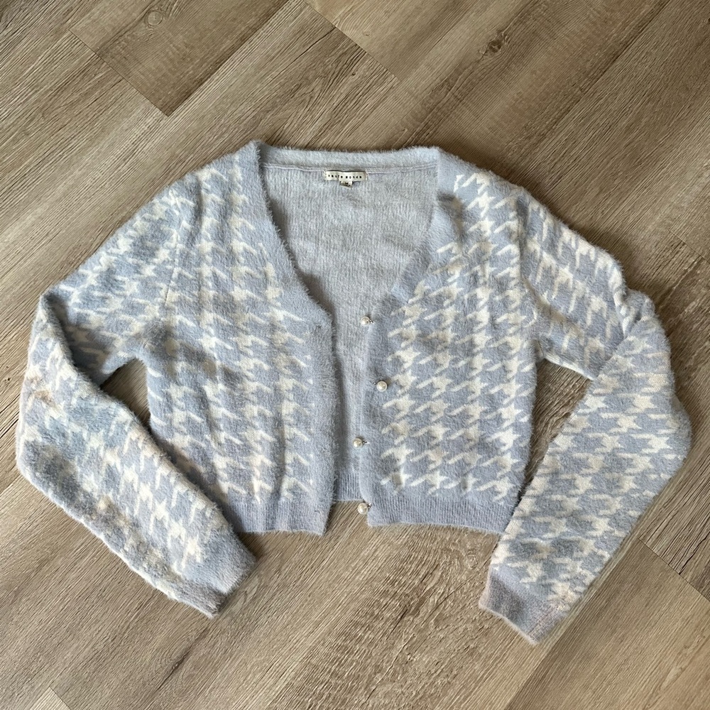 Haute Monde Preppy Fuzzy Sweater Cardigan